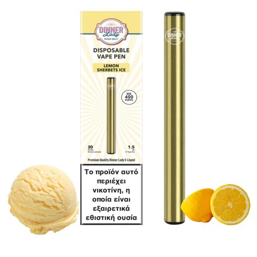 Dinner Lady Lemon Sherbets Ice Vape Pen Disposable 1.5ml 20mg