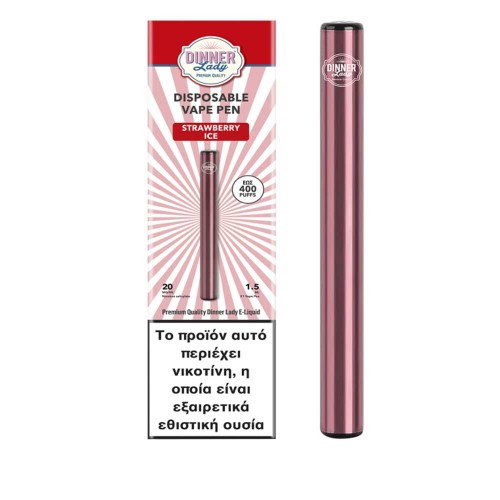 Dinner Lady Strawberry Ice Vape Pen Disposable 1.5ml 20mg